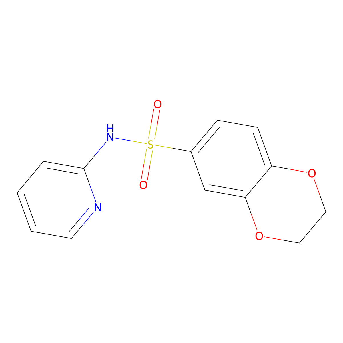 N-pyridin-2-yl-2,3-dihydro-1,4-benzodioxine-6-sulfonamide molecular structure, CAS 302584-09-4