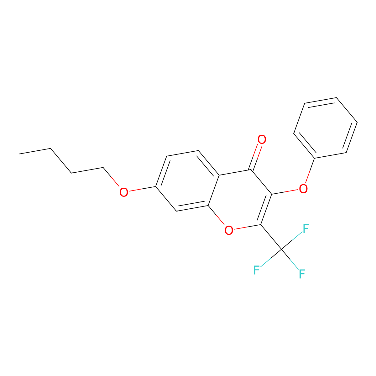 7-butoxy-3-phenoxy-2-(trifluoromethyl)-4H-chromen-4-one molecular structure, CAS 302584-33-4