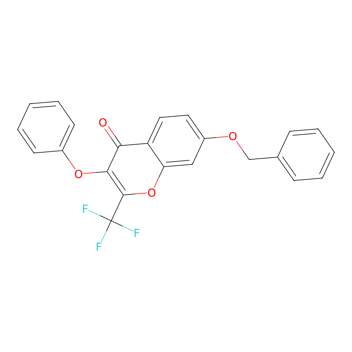 7-(benzyloxy)-3-phenoxy-2-(trifluoromethyl)-4H-chromen-4-one molecular structure, CAS 302584-34-5