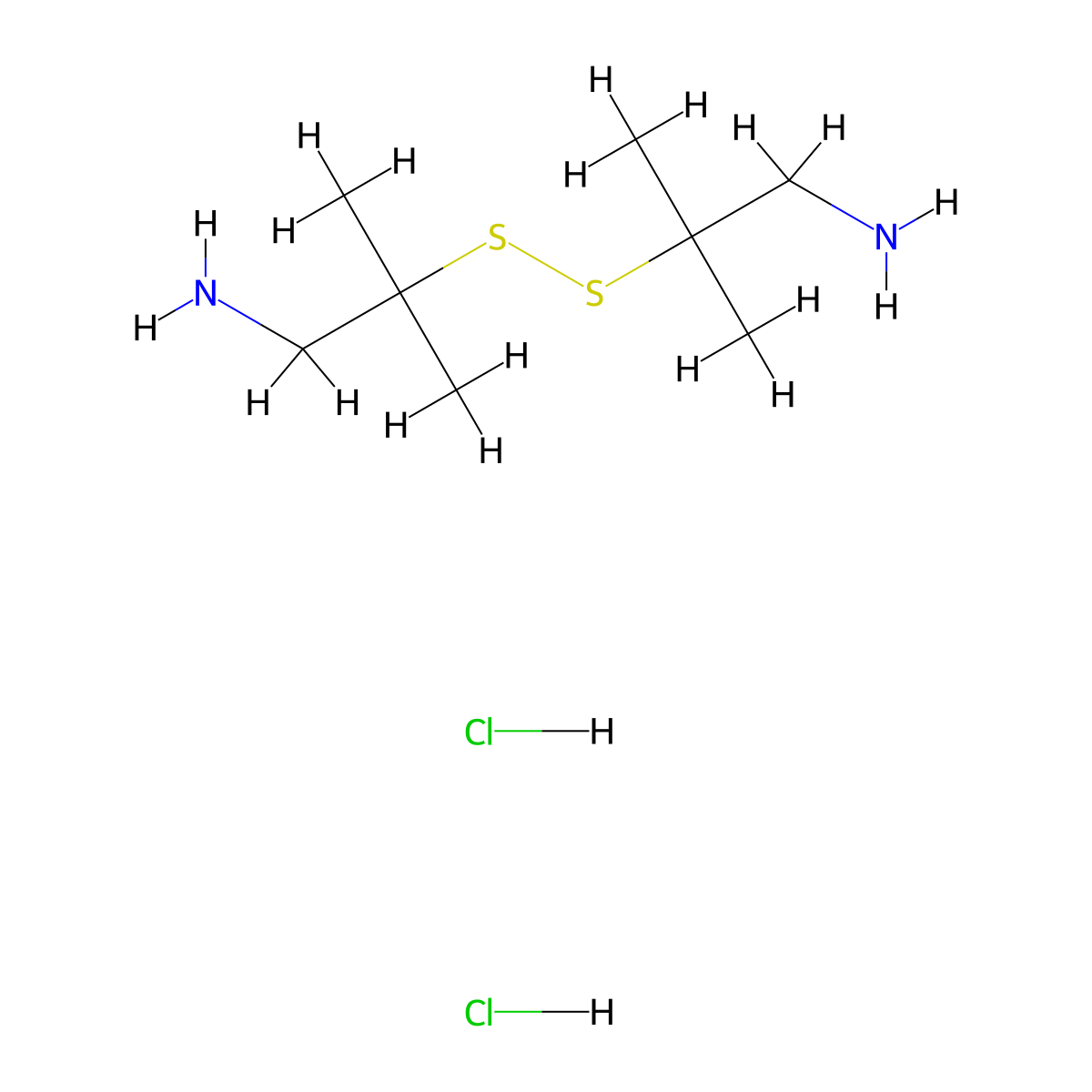 2-[(1-Amino-2-methylpropan-2-yl)disulfanyl]-2-methylpropan-1-amine dihydrochloride molecular structure, CAS 3025873-93-9