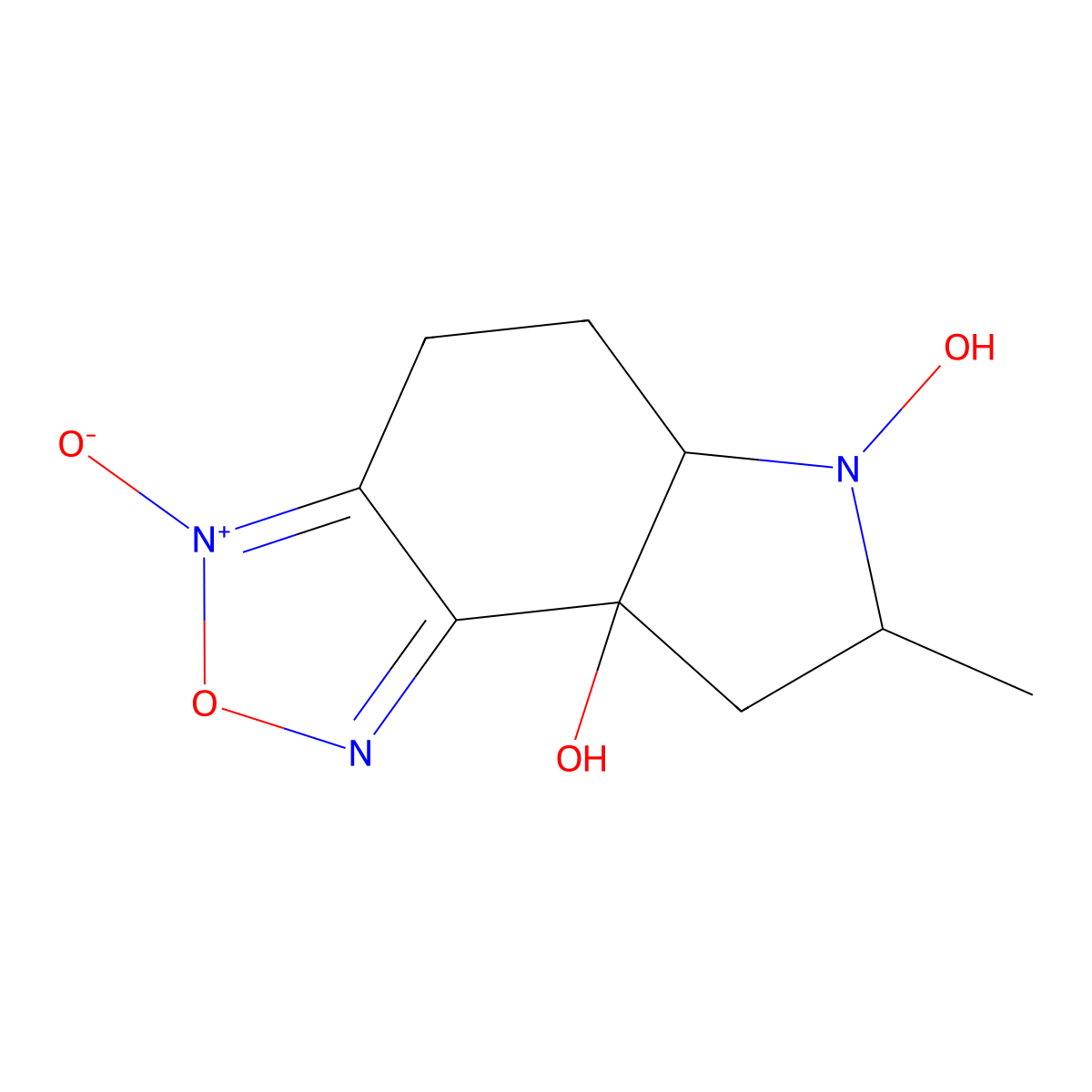 7-methyl-5,5a,7,8-tetrahydro-4H-[1,2,5]oxadiazolo[3,4-e]indole-6,8a-diol 3-oxide molecular structure, CAS 302588-64-3