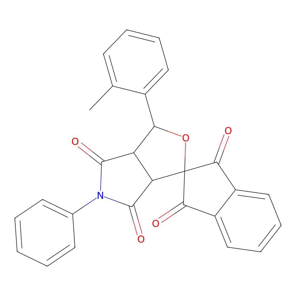 3-(2-methylphenyl)-5-phenyl-3a,6a-dihydrospiro[furo[3,4-c]pyrrole-1,2'-indene]-1',3',4,6(3H,5H)-tetrone molecular structure, CAS 302588-78-9