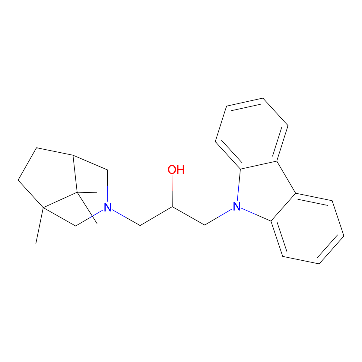 1-Carbazol-9-yl-3-(5,8,8-trimethyl-3-azabicyclo[3.2.1]octan-3-yl)propan-2-ol molecular structure, CAS 302588-80-3