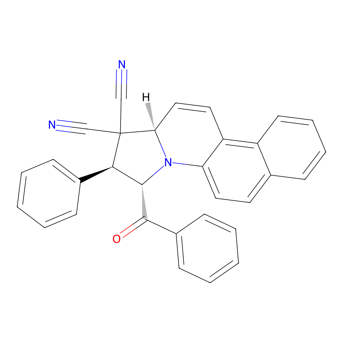 (2S,3S,12aR)-3-benzoyl-2-phenyl-3,12a-dihydro-2H-naphtho[2,1-e]indolizine-1,1-dicarbonitrile molecular structure, CAS 302588-84-7
