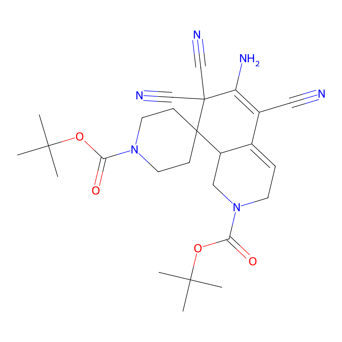 ditert-butyl 6-amino-5,7,7-tricyanospiro[3,8a-dihydro-1H-isoquinoline-8,4'-piperidine]-1',2-dicarboxylate molecular structure, CAS 302588-89-2
