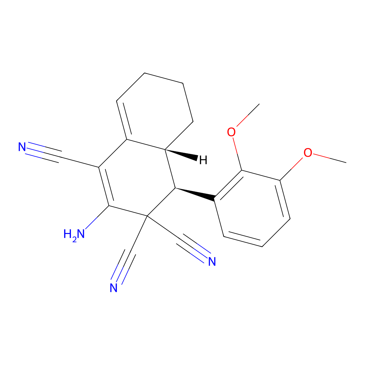 (4R,4aR)-2-amino-4-(2,3-dimethoxyphenyl)-4a,5,6,7-tetrahydronaphthalene-1,3,3(4H)-tricarbonitrile molecular structure, CAS 302589-58-8