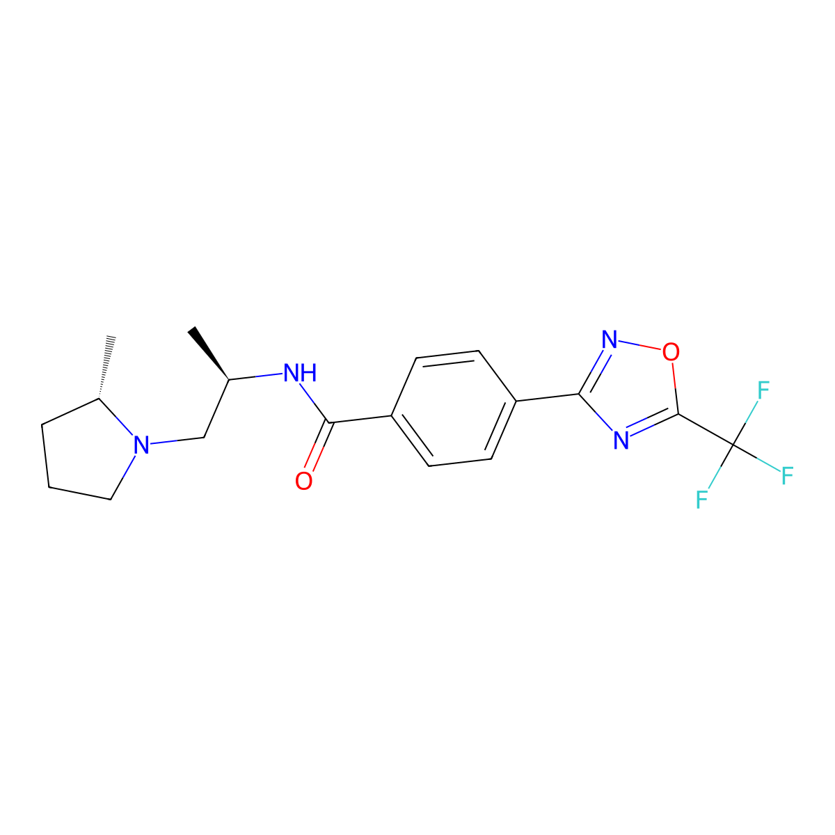 N-((R)-1-((S)-2-Methylpyrrolidin-1-yl)propan-2-yl)-4-(5-(trifluoromethyl)-1,2,4-oxadiazol-3-yl)benzamide molecular structure, CAS 3025894-92-9