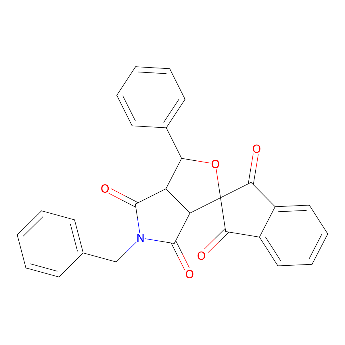 5-benzyl-1',3',4,6-tetraoxo-3-phenylhexahydrospiro(1H-furo[3,4-c]pyrrole-1,2'-[1H]-indene) molecular structure, CAS 302590-64-3