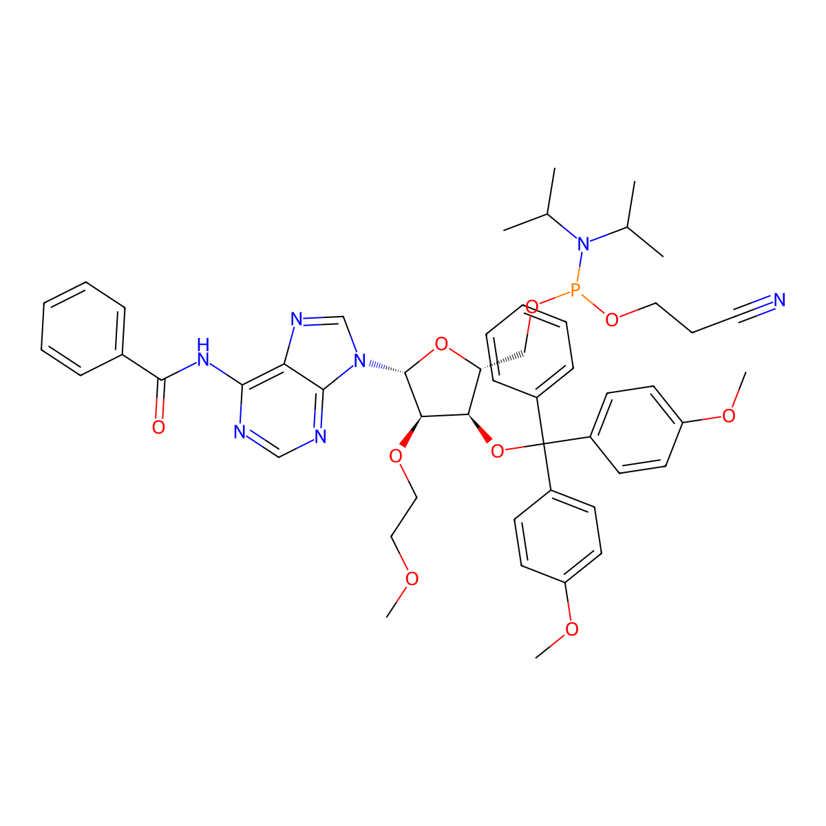 Rev 2'-O-MOE-A(Bz)-5'-amidite molecular structure, CAS 3025999-68-9