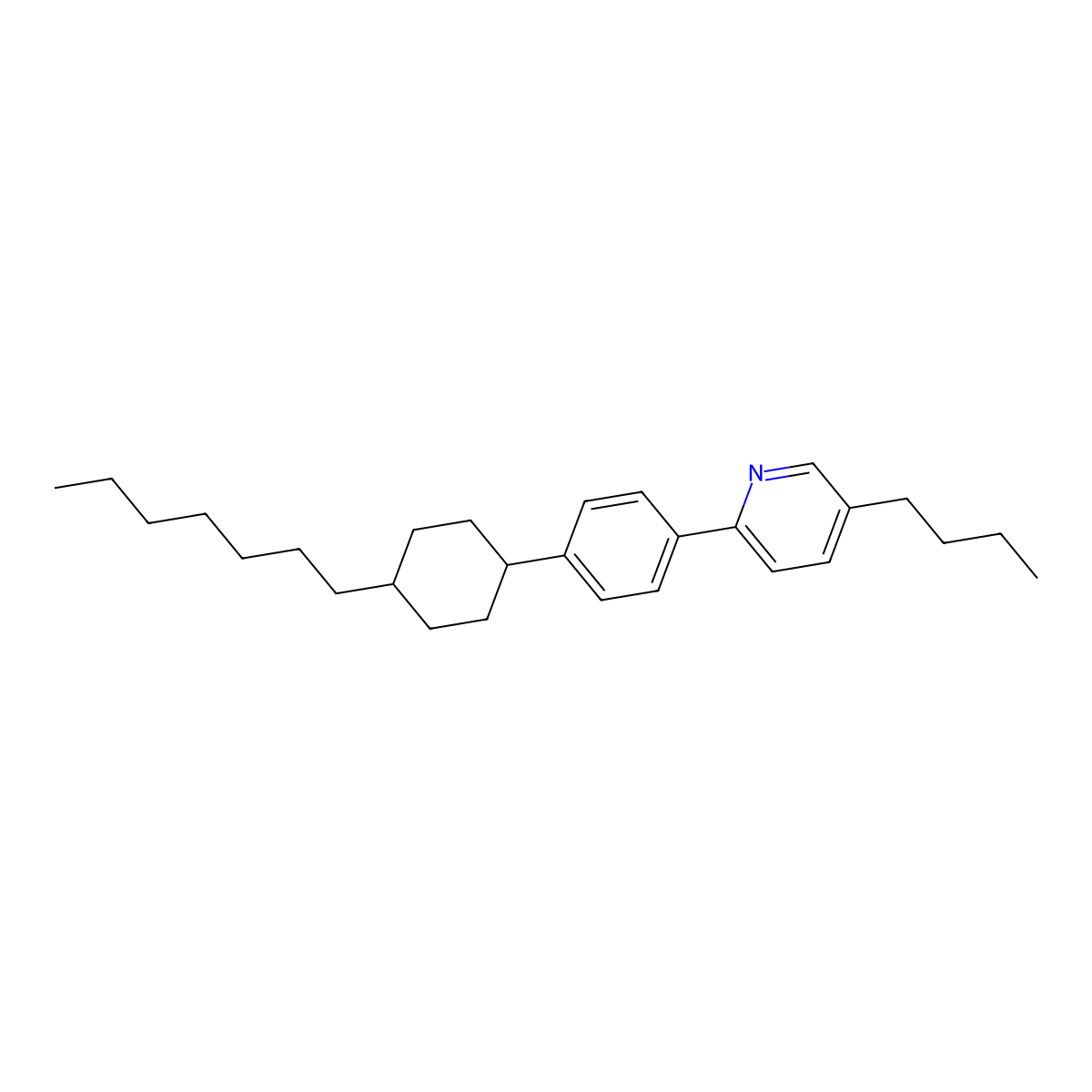5-Butyl-2-[4-(4-heptylcyclohexyl)phenyl]pyridine molecular structure, CAS 302602-46-6