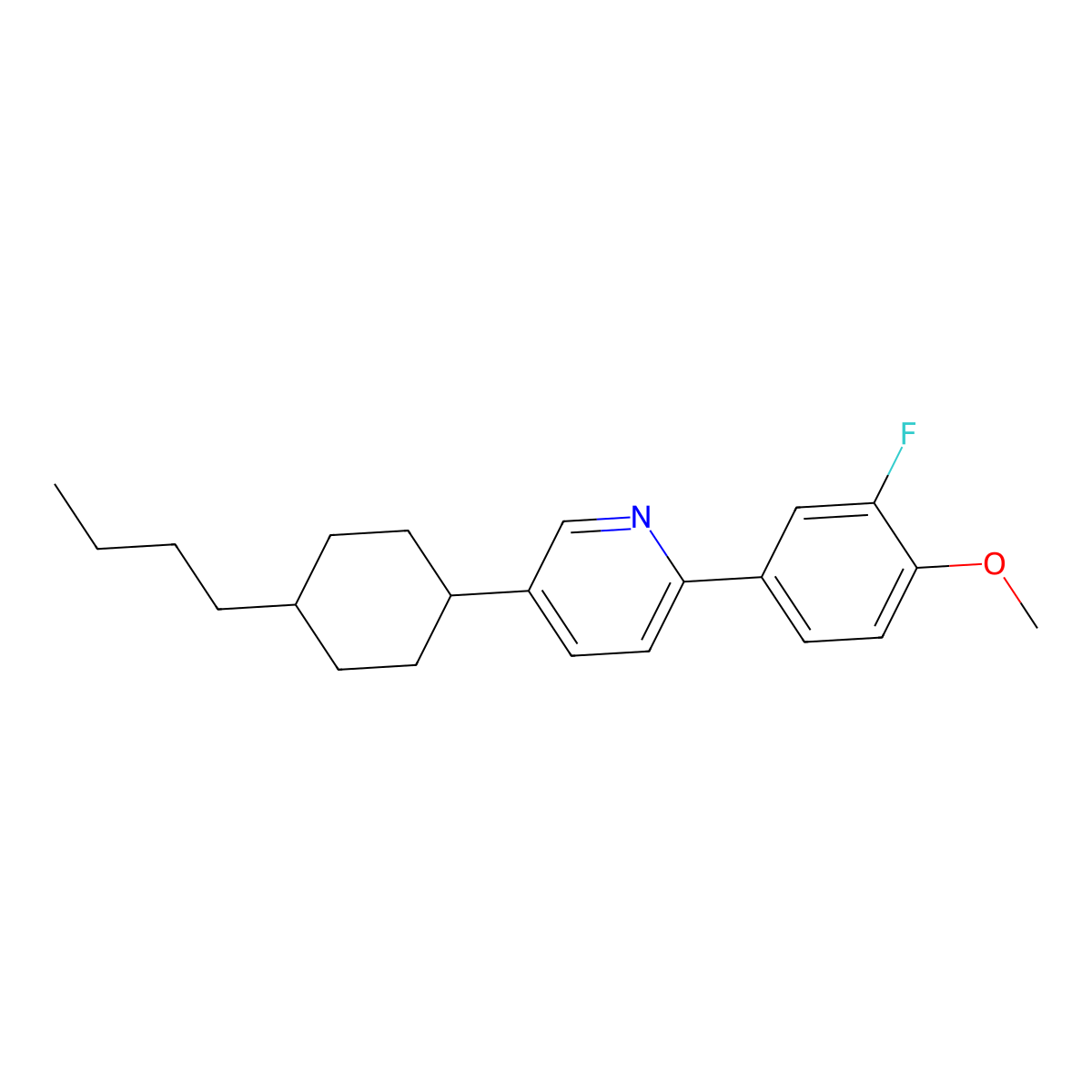 5-(4-Butylcyclohexyl)-2-(3-fluoro-4-methoxyphenyl)pyridine molecular structure, CAS 302602-59-1