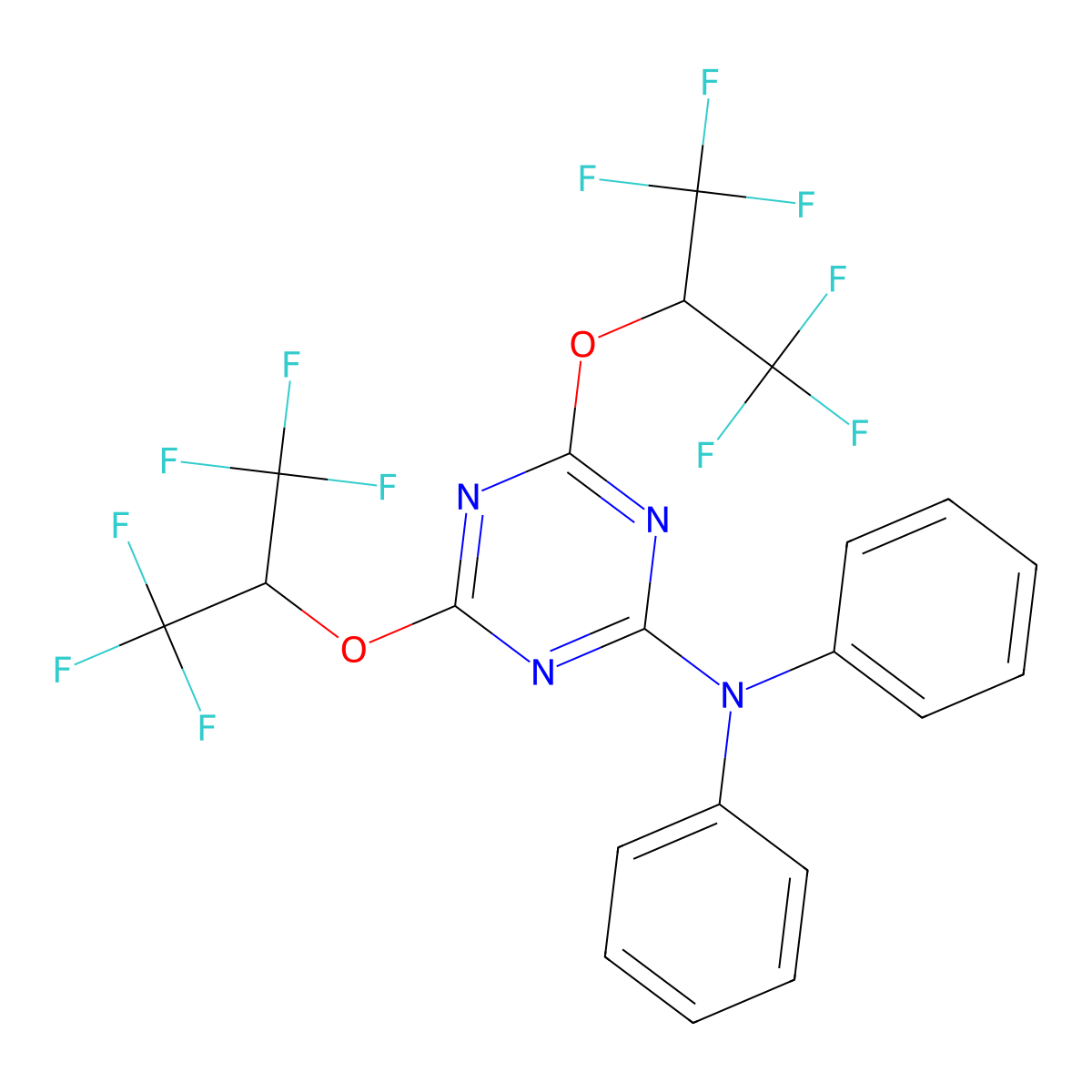 4,6-bis(1,1,1,3,3,3-hexafluoropropan-2-yloxy)-N,N-diphenyl-1,3,5-triazin-2-amine molecular structure, CAS 302602-78-4