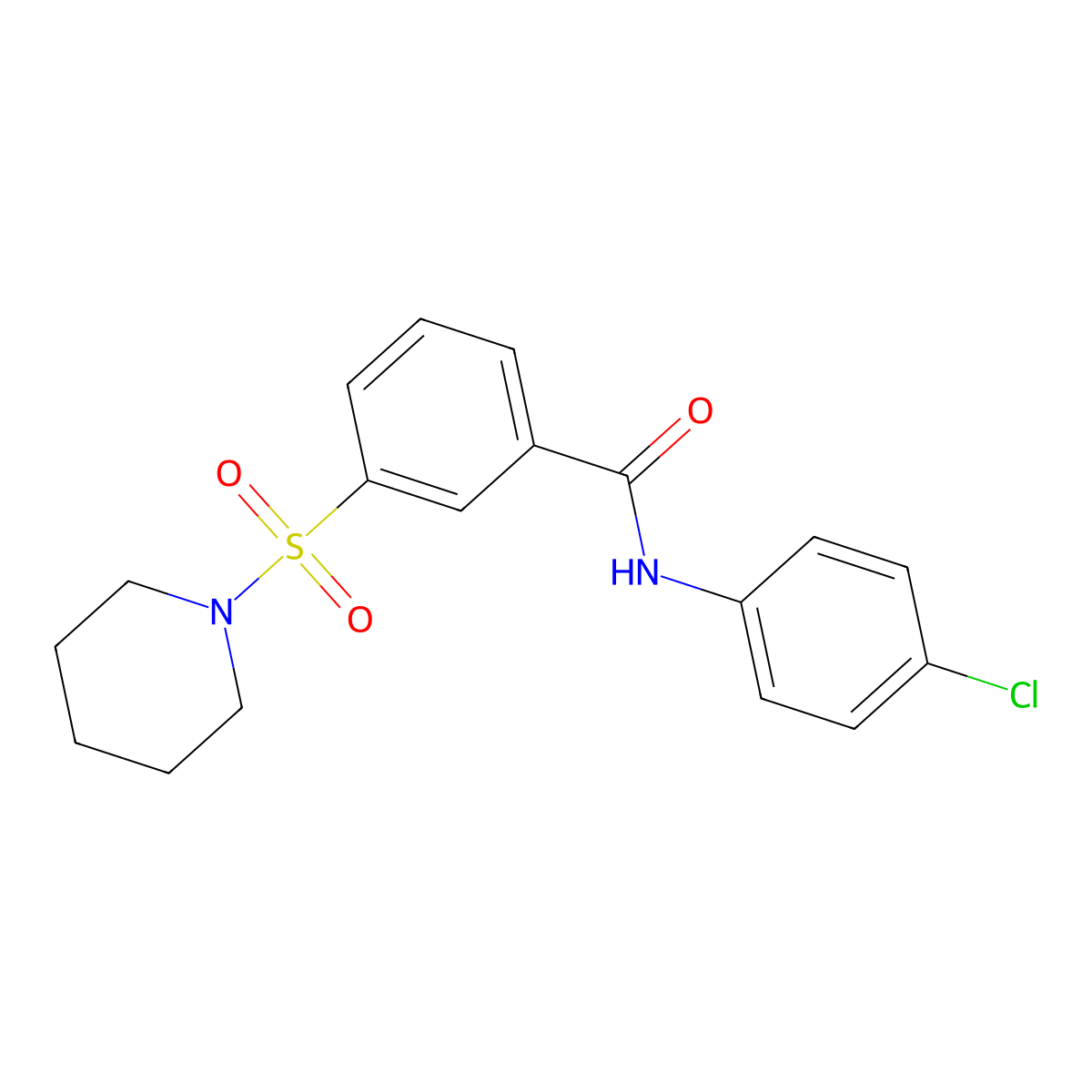 N-(4-chlorophenyl)-3-(1-piperidinylsulfonyl)benzamide molecular structure, CAS 302603-73-2