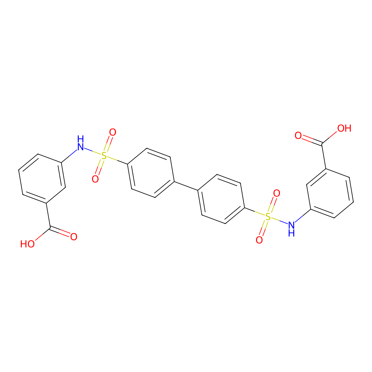 3-{4'-[(3-Carboxyphenyl)sulfamoyl]-[1,1'-biphenyl]-4-sulfonamido}benzoic acid molecular structure, CAS 302603-86-7