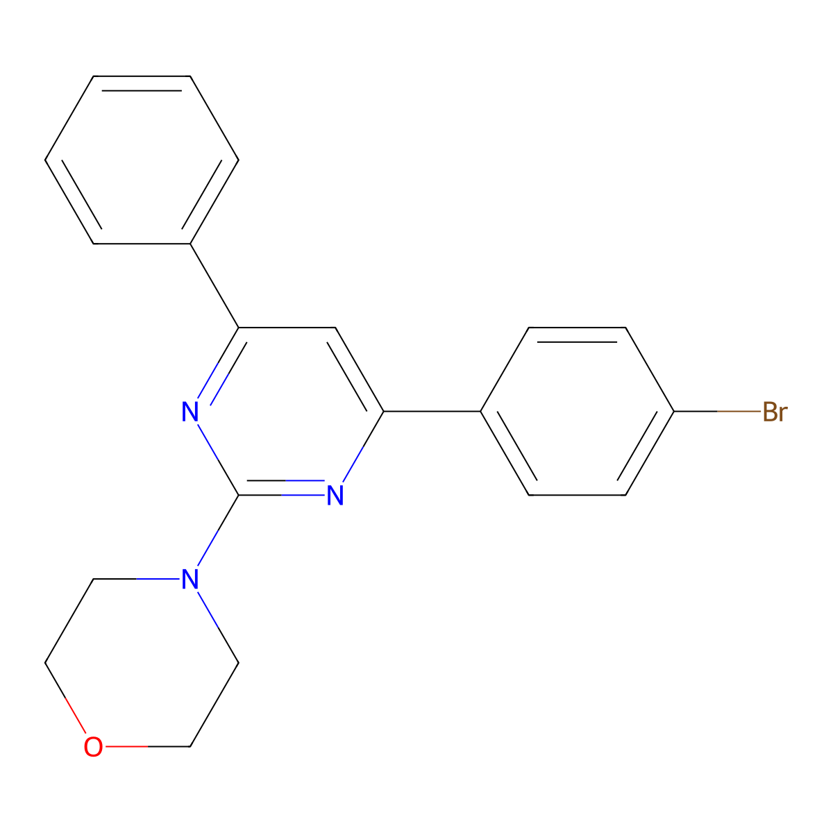 4-[4-(4-Bromophenyl)-6-phenylpyrimidin-2-yl]morpholine molecular structure, CAS 302605-23-8