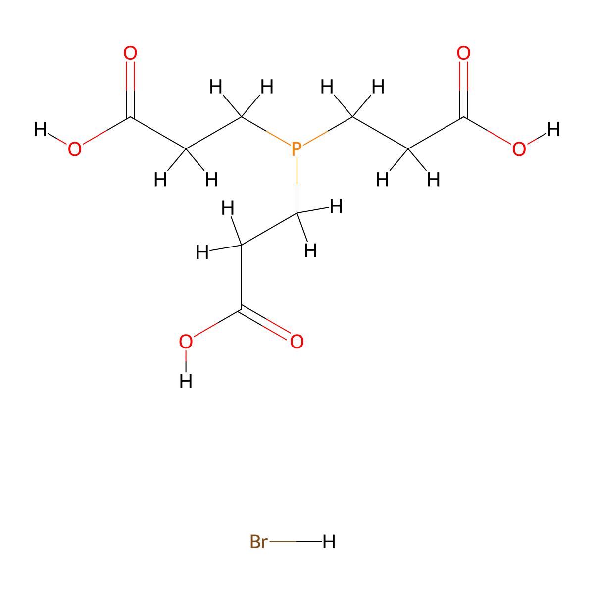 3-[Bis(2-carboxyethyl)phosphanyl]propanoic acid hydrobromide molecular structure, CAS 3026051-63-5