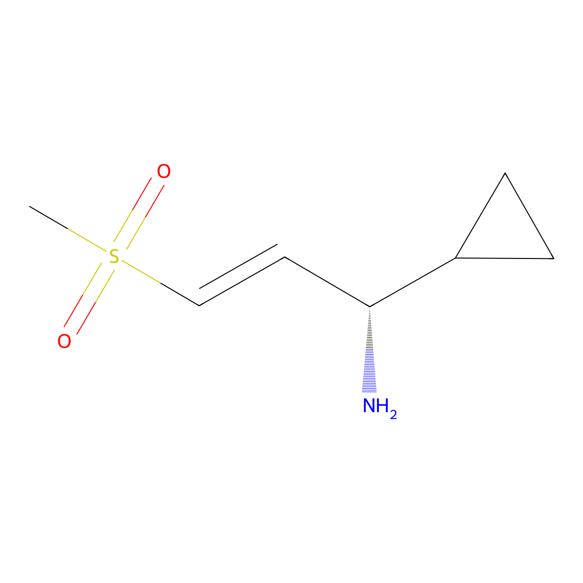 (S,E)-1-cyclopropyl-3-(methylsulfonyl)prop-2-en-1-amine molecular structure, CAS 3026089-17-5