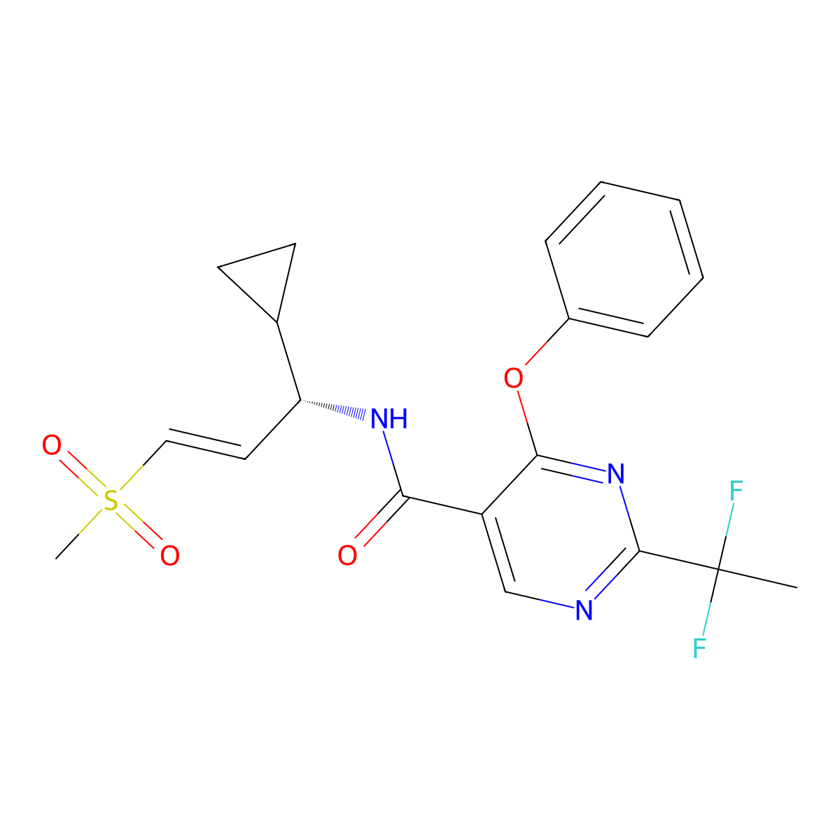 (S,E)-N-(1-Cyclopropyl-3-(methylsulfonyl)allyl)-2-(1,1-difluoroethyl)-4-phenoxypyrimidine-5-carboxamide molecular structure, CAS 3026500-20-6