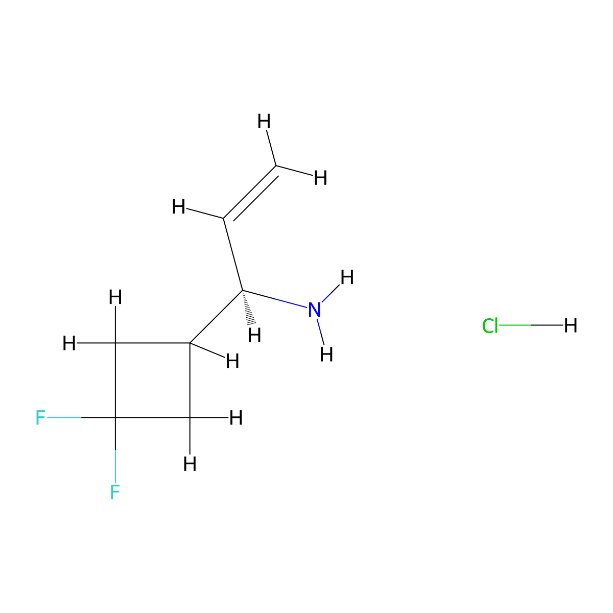 (R)-1-(3,3-difluorocyclobutyl)prop-2-en-1-amine hydrochloride molecular structure, CAS 3026505-51-8