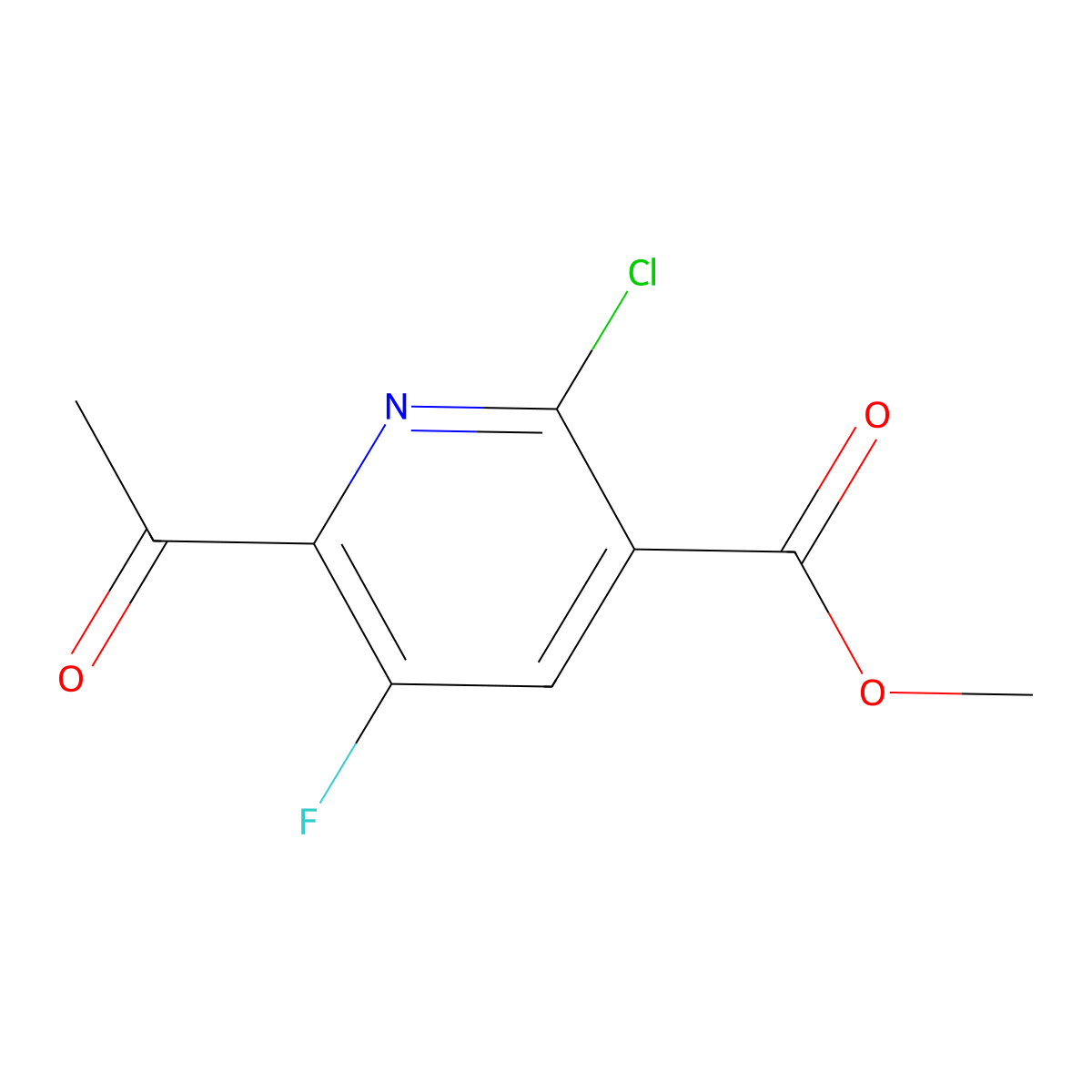 Methyl 6-Acetyl-2-chloro-5-fluoronicotinate molecular structure, CAS 3026506-18-0