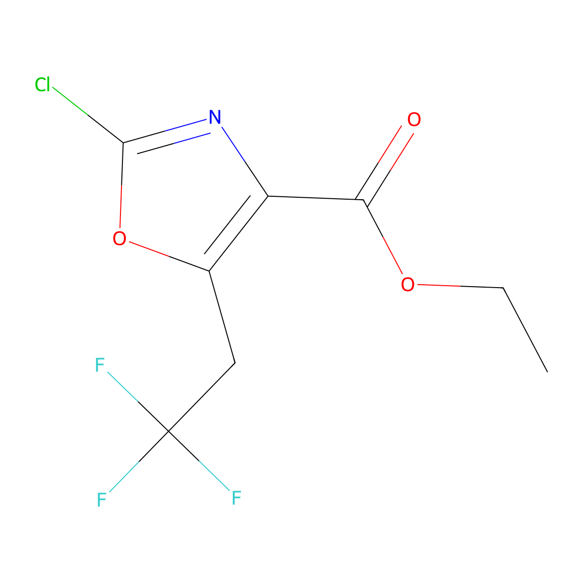 Ethyl 2-chloro-5-(2,2,2-trifluoroethyl)-1,3-oxazole-4-carboxylate molecular structure, CAS 3026518-07-7