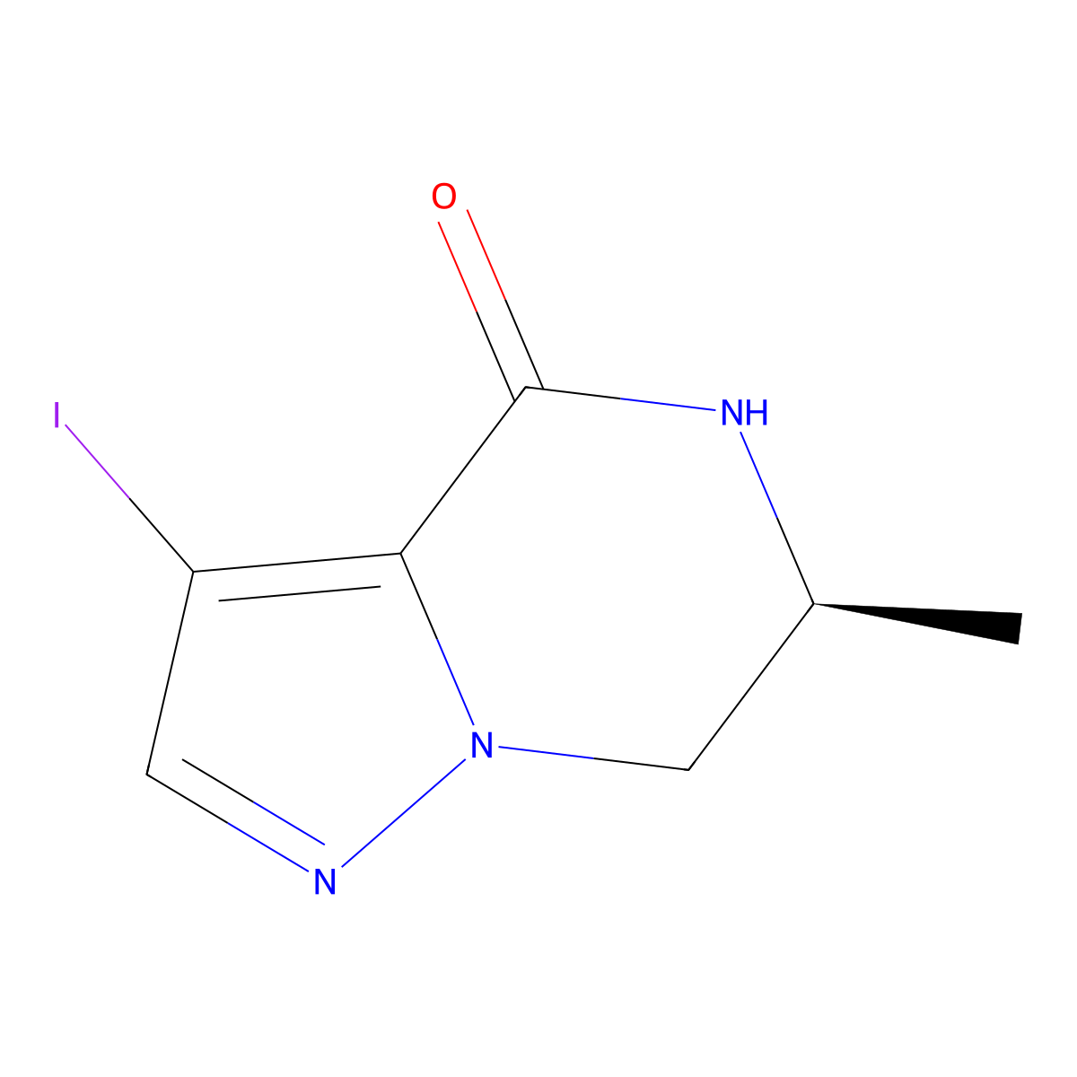 (6S)-3-iodo-6-methyl-4H,5H,6H,7H-pyrazolo[1,5-a]pyrazin-4-one molecular structure, CAS 3026524-24-0