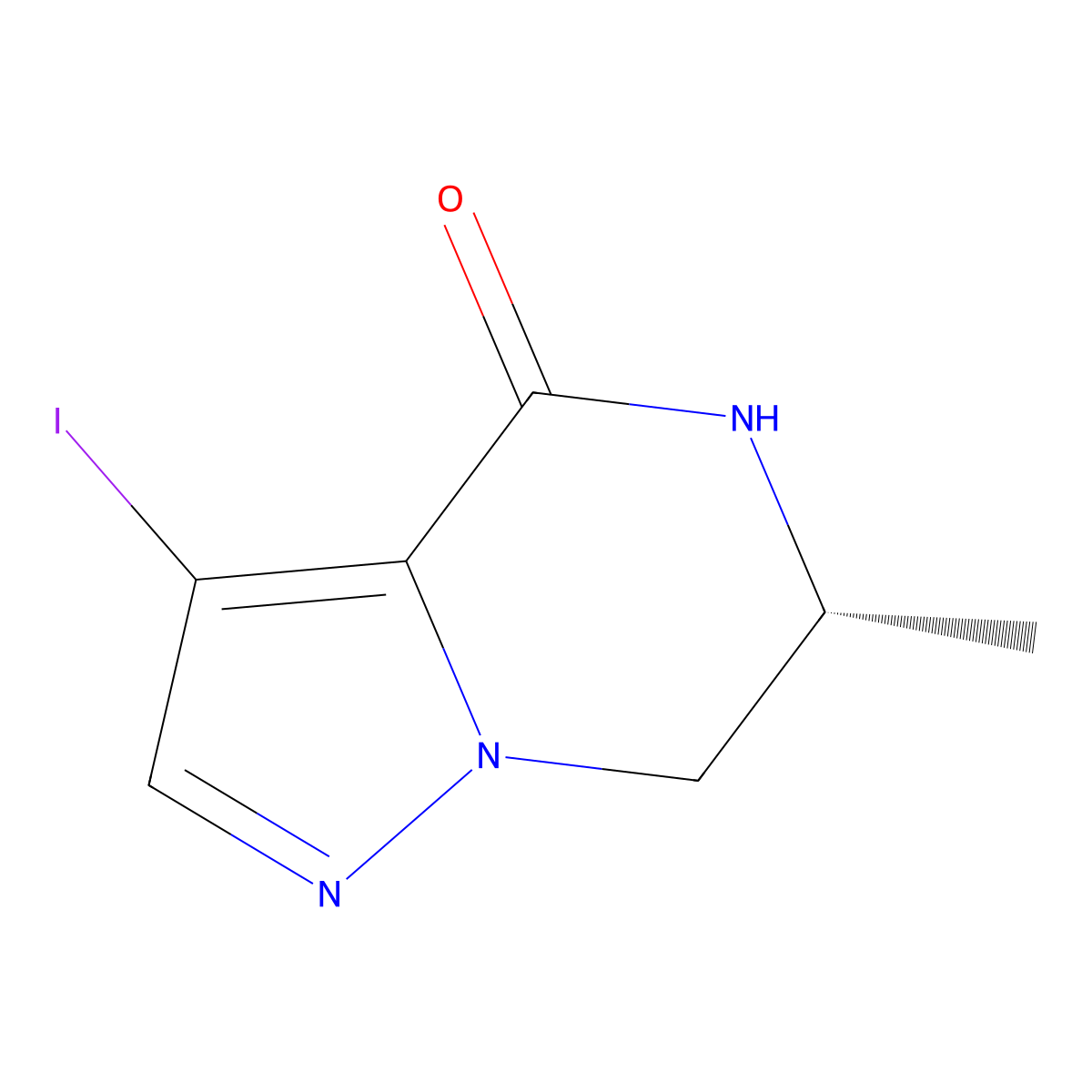 (6R)-3-iodo-6-methyl-4H,5H,6H,7H-pyrazolo[1,5-a]pyrazin-4-one molecular structure, CAS 3026525-46-9