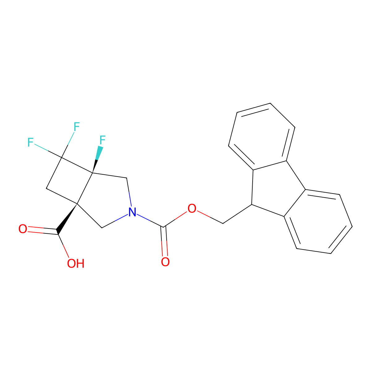 (1S,5R)-3-(9H-fluoren-9-ylmethoxycarbonyl)-5,6,6-trifluoro-3-azabicyclo[3.2.0]heptane-1-carboxylic acid molecular structure, CAS 3026594-81-7