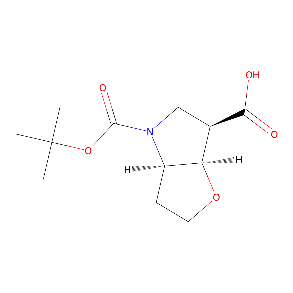 rac-(3aR,6R,6aR)-4-[(tert-butoxy)carbonyl]-hexahydro-2H-furo[3,2-b]pyrrole-6-carboxylic acid molecular structure, CAS 3026594-87-3