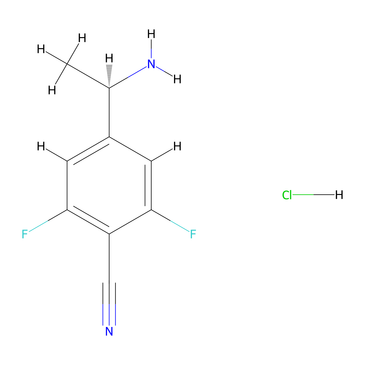 (R)-4-(1-Aminoethyl)-2,6-difluorobenzonitrile hydrochloride molecular structure, CAS 3026594-90-8