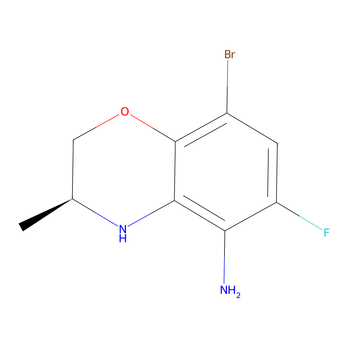 (S)-8-bromo-6-fluoro-3-methyl-3,4-dihydro-2H-benzo[b][1,4]oxazin-5-amine molecular structure, CAS 3026594-91-9