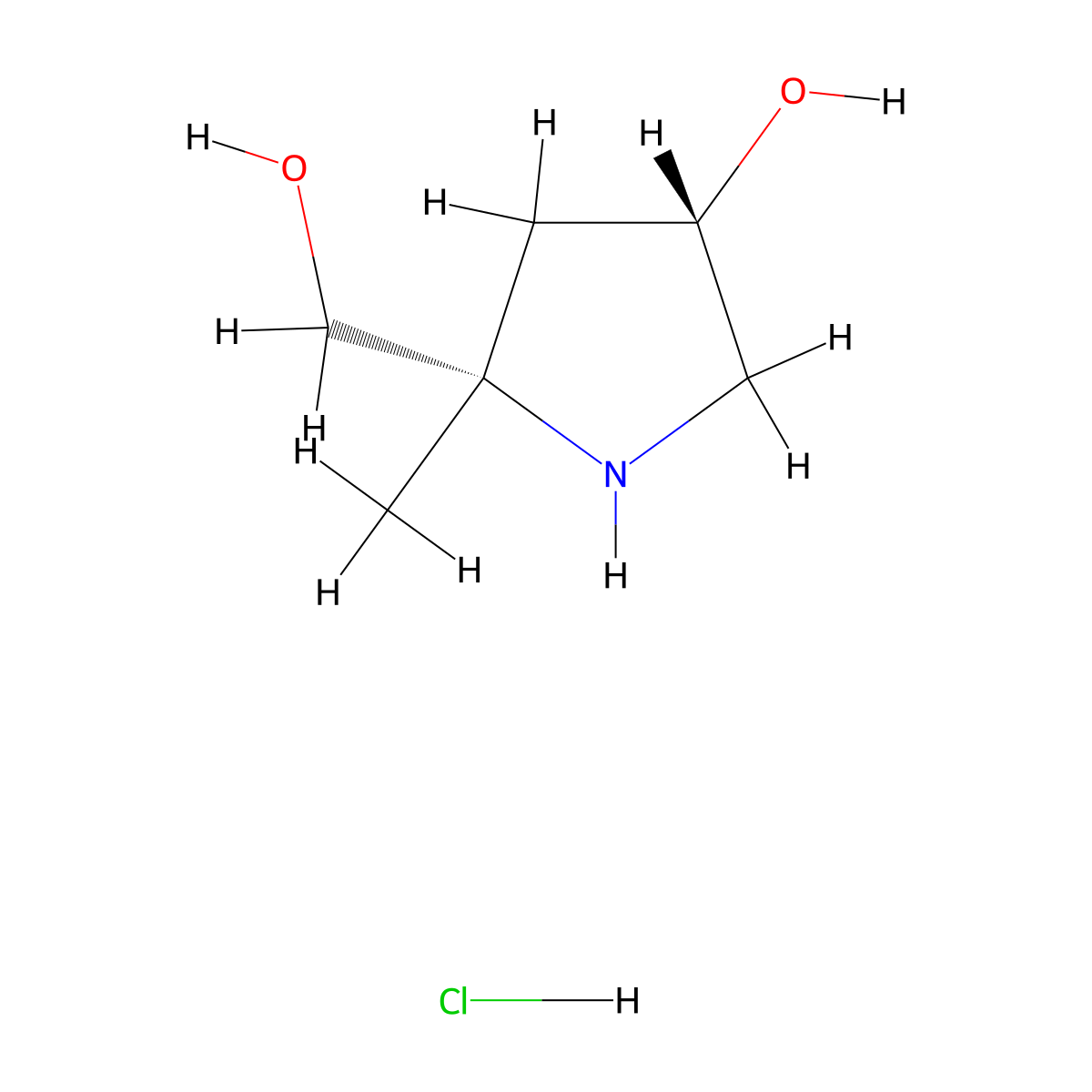 (3S,5S)-5-(hydroxymethyl)-5-methylpyrrolidin-3-ol hydrochloride molecular structure, CAS 3026594-93-1
