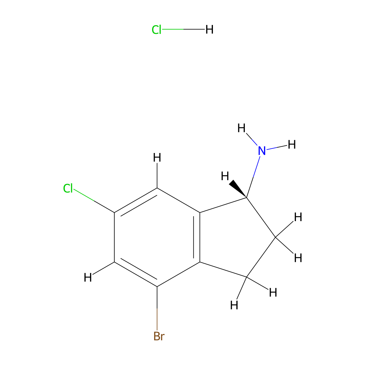 (R)-4-Bromo-6-chloro-2,3-dihydro-1H-inden-1-amine hydrochloride molecular structure, CAS 3026594-98-6