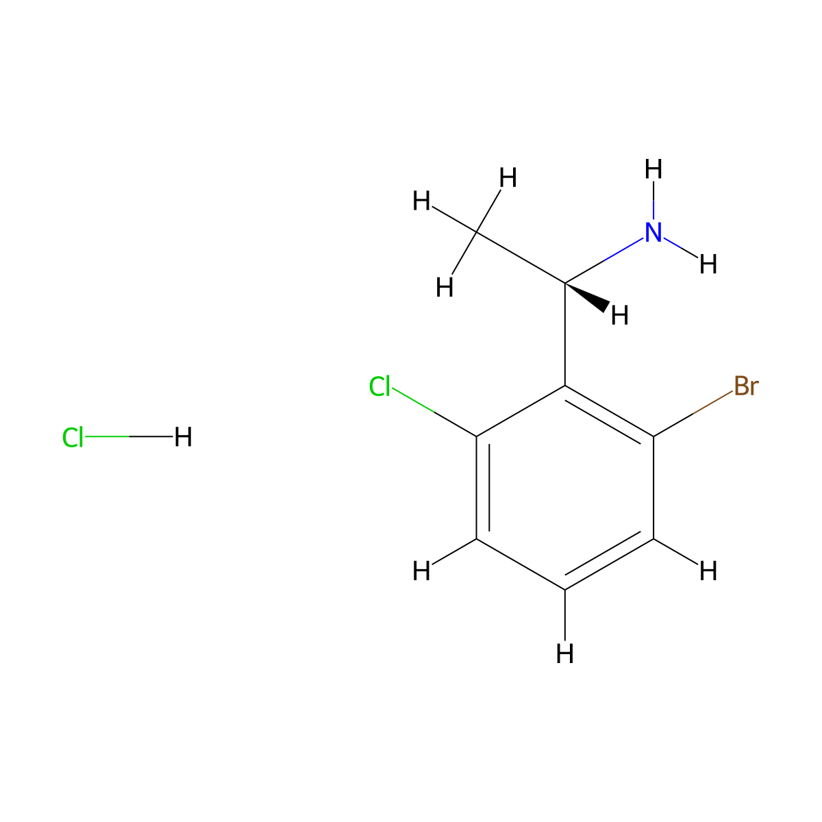 (S)-1-(2-Bromo-6-chlorophenyl)ethan-1-amine hydrochloride molecular structure, CAS 3026594-99-7