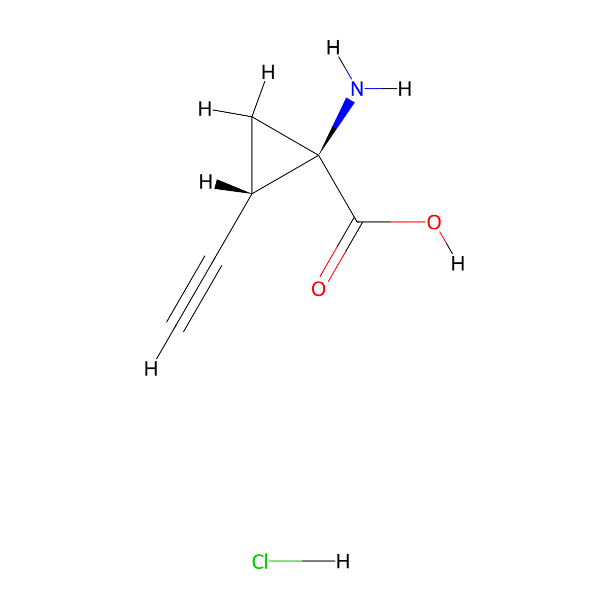 rac-(1R,2S)-1-amino-2-ethynylcyclopropane-1-carboxylic acid hydrochloride molecular structure, CAS 3026595-01-4