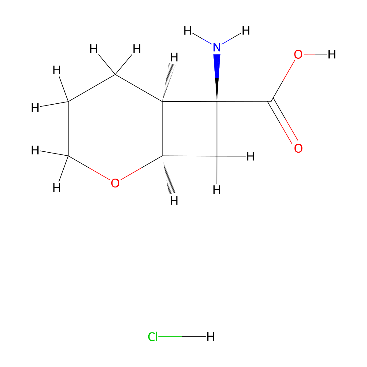 rac-(1R,6S,7S)-7-amino-2-oxabicyclo[4.2.0]octane-7-carboxylic acid hydrochloride molecular structure, CAS 3026595-21-8