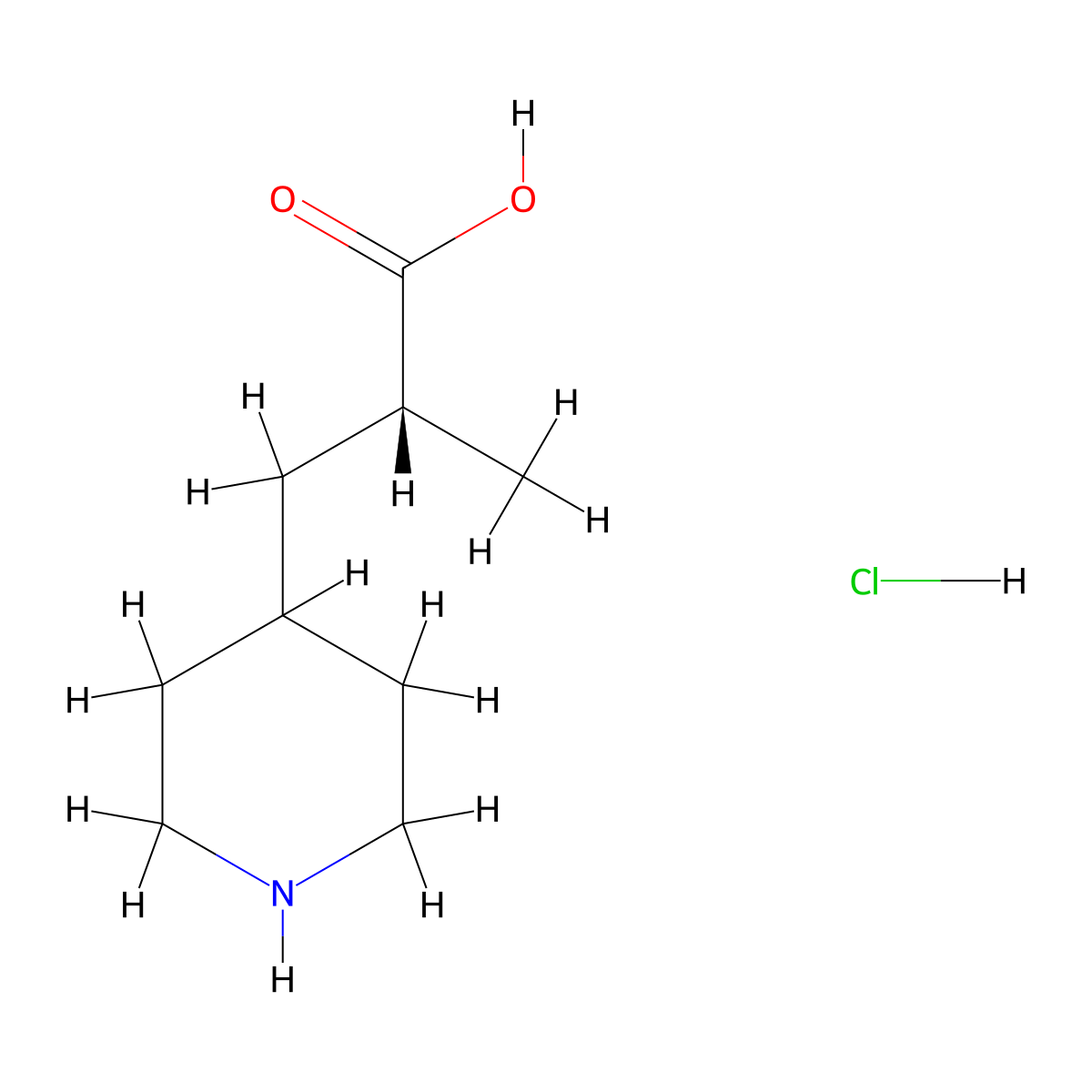 (2R)-2-methyl-3-(piperidin-4-yl)propanoic acid hydrochloride molecular structure, CAS 3026595-31-0