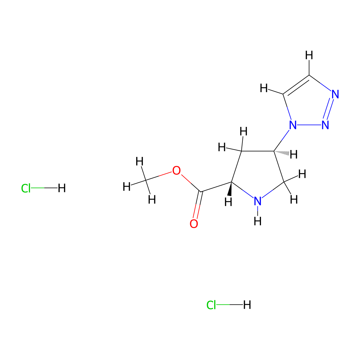 methyl (2S,4R)-4-(triazol-1-yl)pyrrolidine-2-carboxylate;dihydrochloride molecular structure, CAS 3026595-40-1