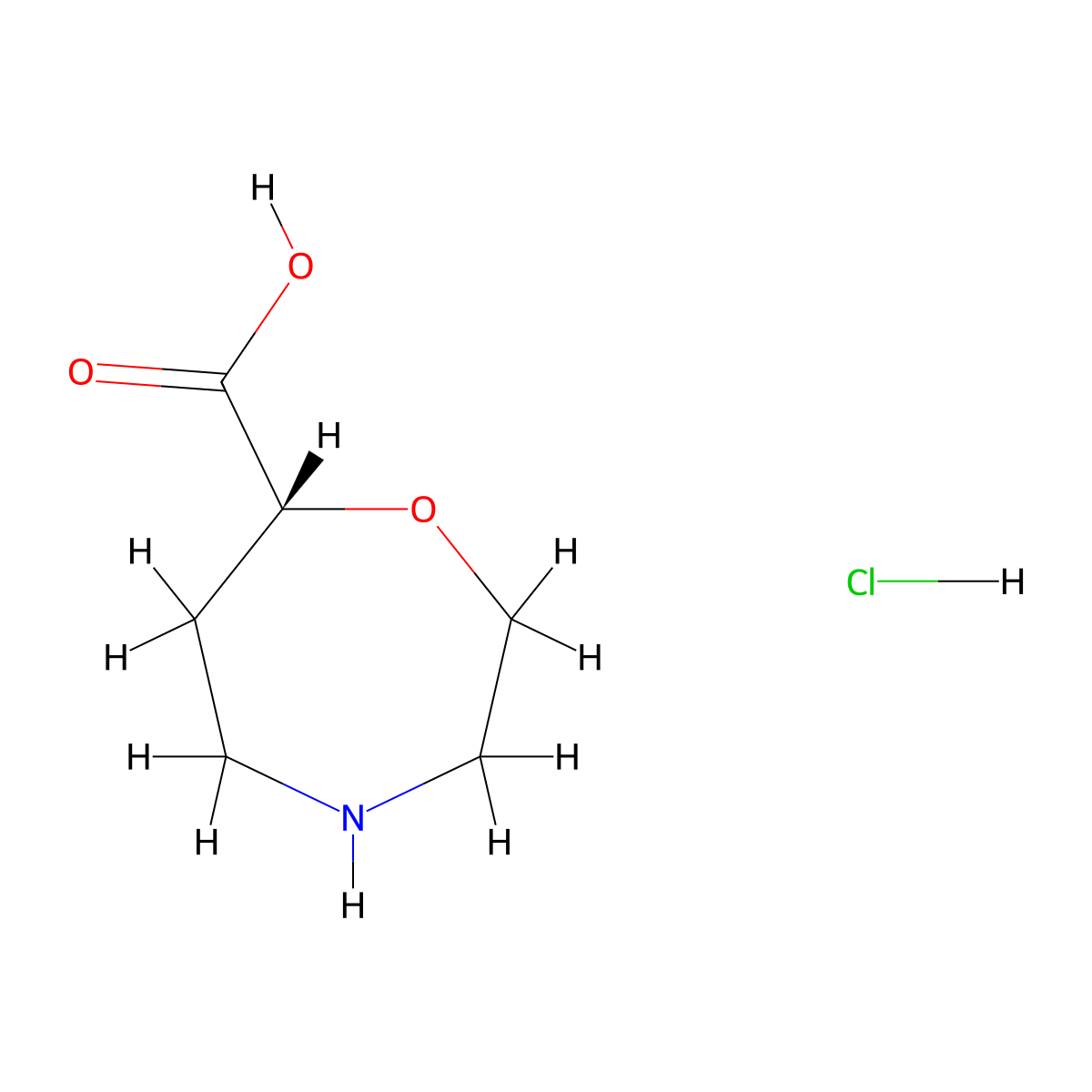 (7R)-1,4-Oxazepane-7-carboxylic acid hydrochloride molecular structure, CAS 3026595-62-7