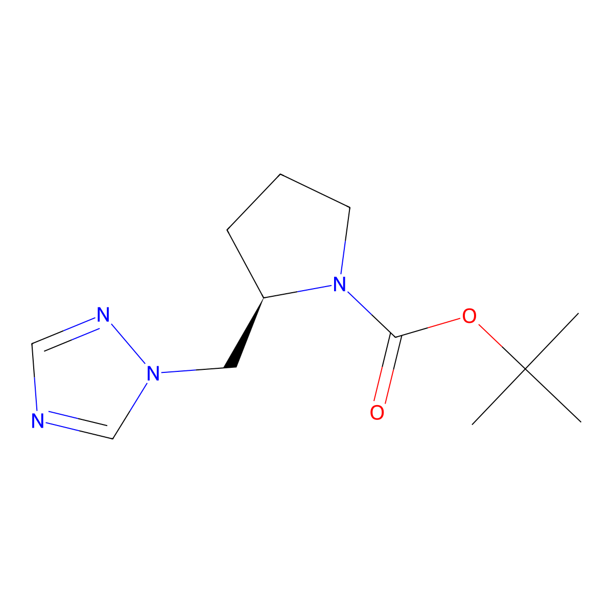 tert-butyl (2R)-2-[(1H-1,2,4-triazol-1-yl)methyl]pyrrolidine-1-carboxylate molecular structure, CAS 3026595-69-4