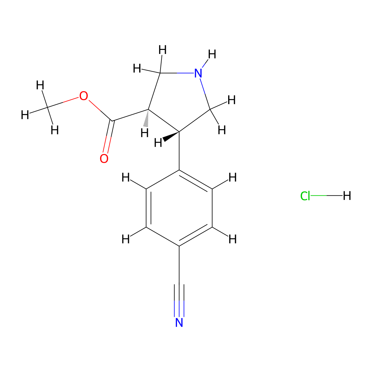 Methyl (3R,4S)-4-(4-cyanophenyl)pyrrolidine-3-carboxylate hydrochloride molecular structure, CAS 3026595-75-2