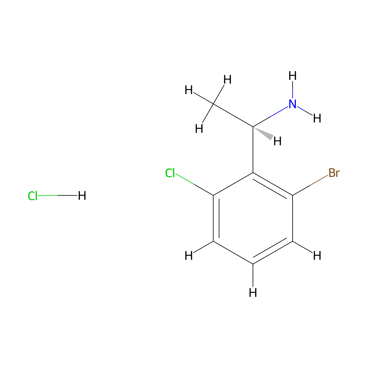 (R)-1-(2-Bromo-6-chlorophenyl)ethan-1-amine hydrochloride molecular structure, CAS 3026595-89-8