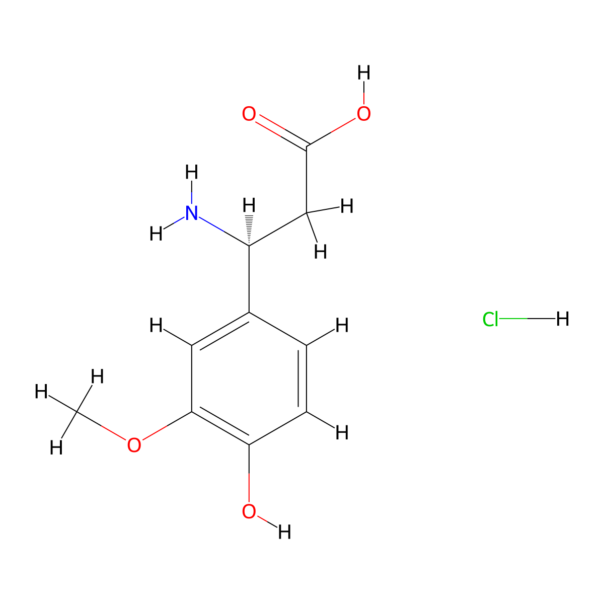 (S)-3-Amino-3-(4-hydroxy-3-methoxyphenyl)propanoic acid hydrochloride molecular structure, CAS 3026596-00-6