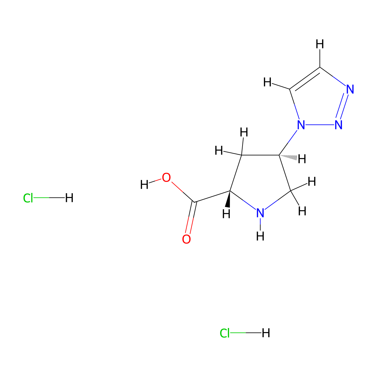 (2S,4R)-4-(triazol-1-yl)pyrrolidine-2-carboxylic acid;dihydrochloride molecular structure, CAS 3026596-07-3