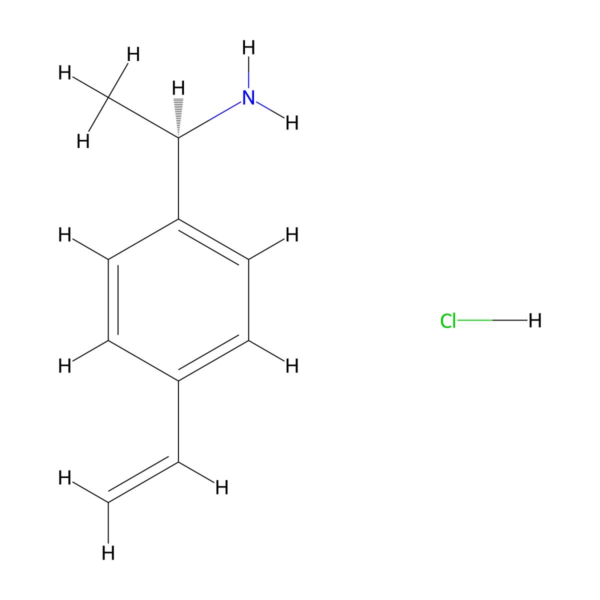 (R)-1-(4-Vinylphenyl)ethan-1-amine hydrochloride molecular structure, CAS 3026596-44-8