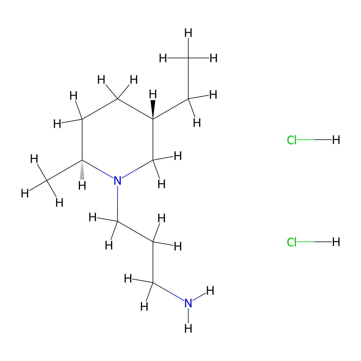 rac-3-[(2R,5R)-5-ethyl-2-methylpiperidin-1-yl]propan-1-amine dihydrochloride molecular structure, CAS 3026596-47-1