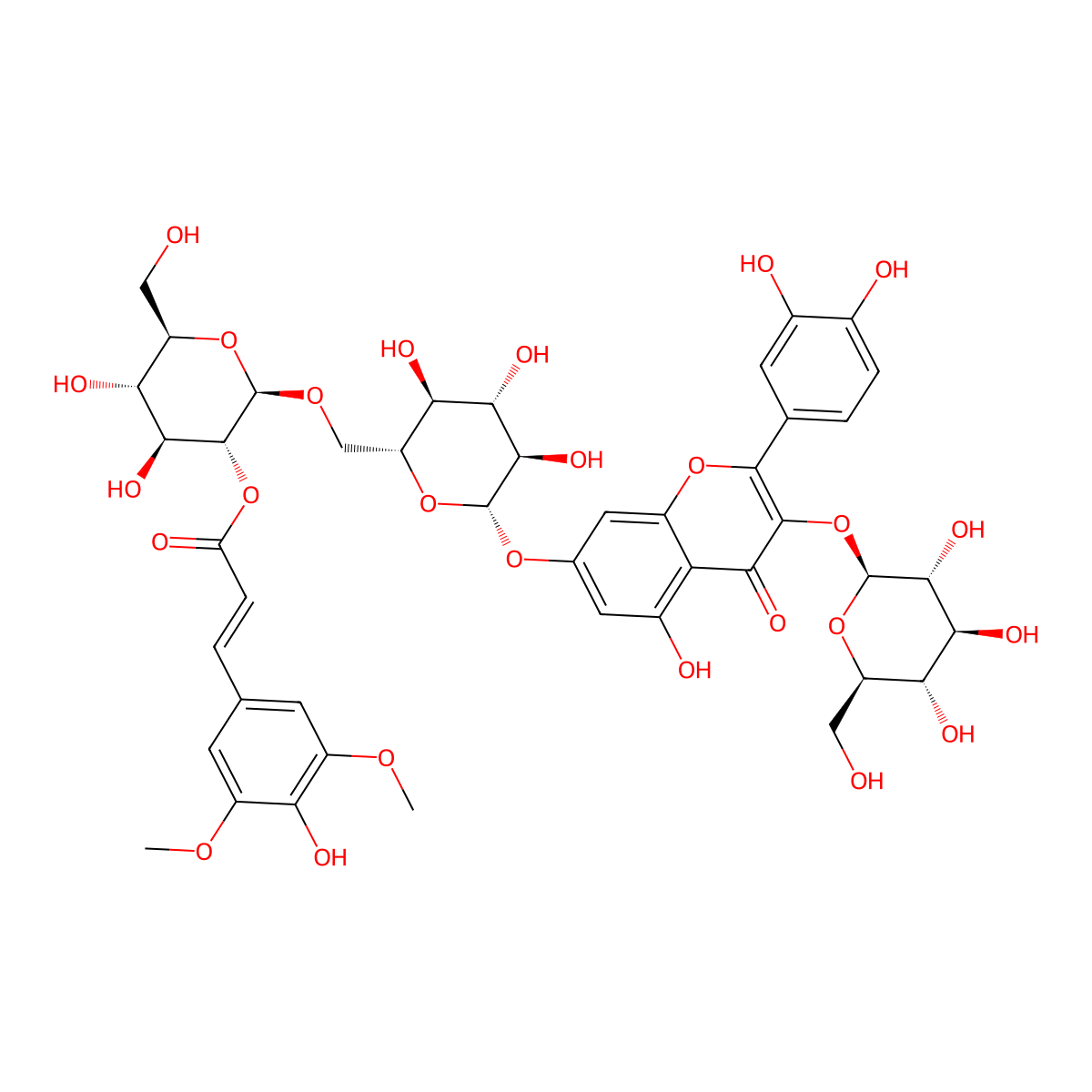 Quercetin-3-O-beta-D-glucopyranosyl-7-O-[(2-O-trans-sinnapoyl)-beat-D-glucopyranosyl(1->6)]-beat-D-glucopyranoside) molecular structure, CAS 3026596-48-2