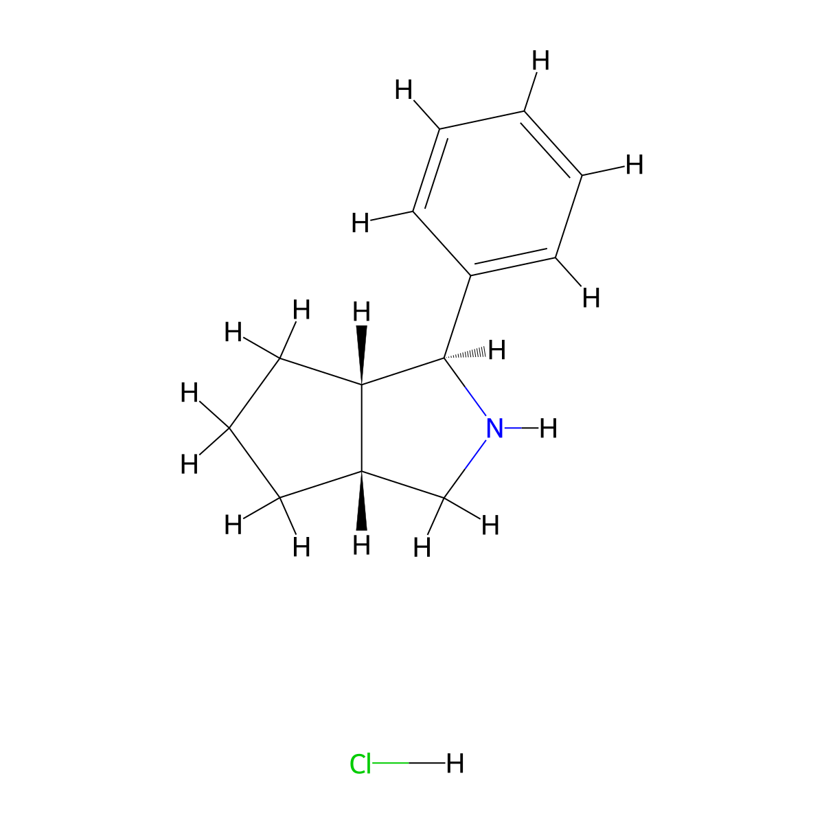 rac-(1R,3aS,6aR)-1-phenyl-octahydrocyclopenta[c]pyrrole hydrochloride molecular structure, CAS 3026596-52-8