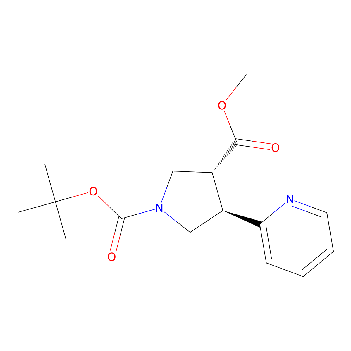 trans-1-Tert-butyl 3-methyl 4-(pyridin-2-yl)pyrrolidine-1,3-dicarboxylate molecular structure, CAS 3026596-55-1