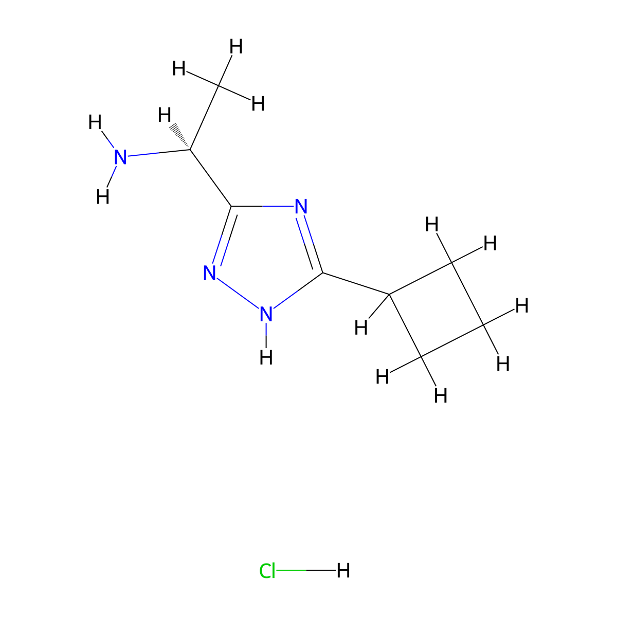 (S)-1-(3-Cyclobutyl-1H-1,2,4-triazol-5-YL)ethanamine hydrochloride molecular structure, CAS 3026596-58-4